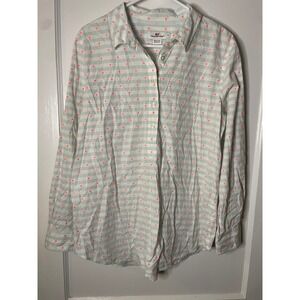 Vineyard Vines Women's Size 10 Striped Dot Long Sleeve Collared Shirt Tunic